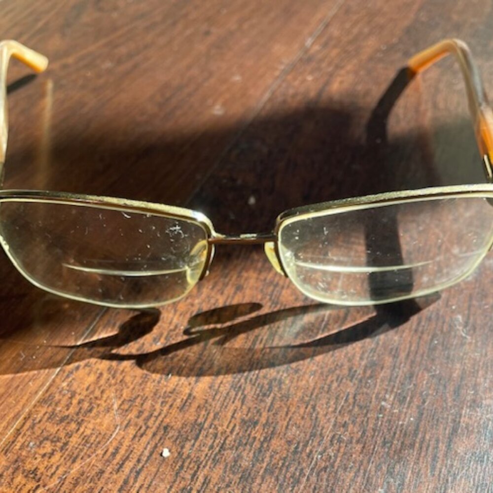 GUCCI Eyeglasses Frames Vintage Italy Tortoise Gold And Peach
